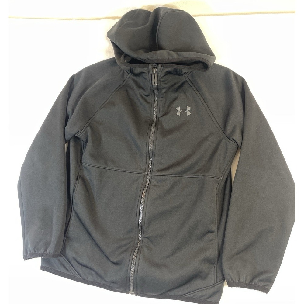 Under Armour Youth Medium Full Zip Hooded Jacket Soft Shell Outdoor Coldgear